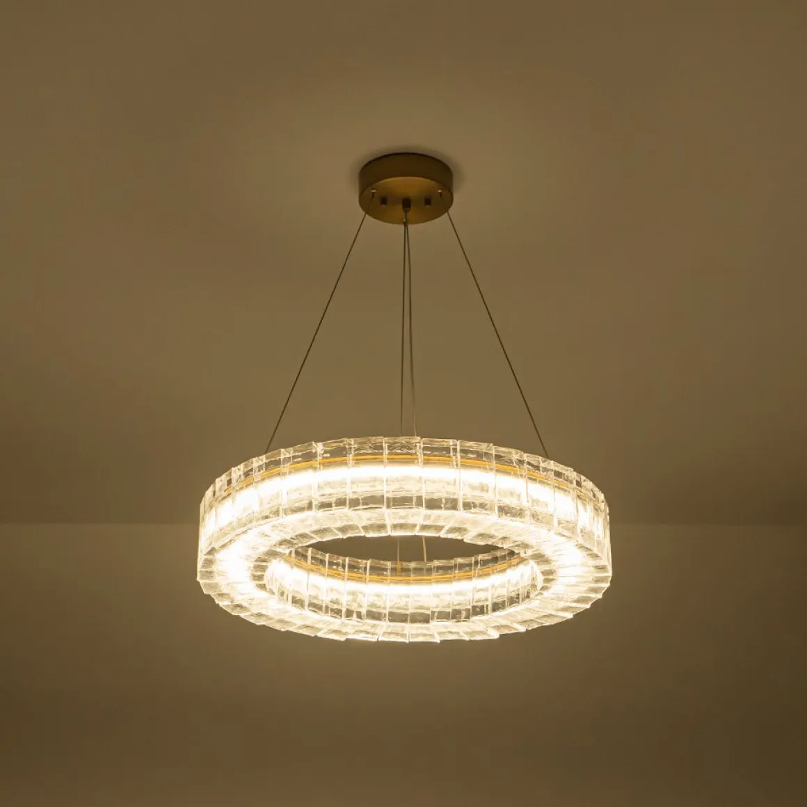 Textured Glass Icy Style Ring Dimmable LED Chandelier