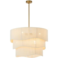 3-Tier Beige Woven Thread Drum Pendant Light