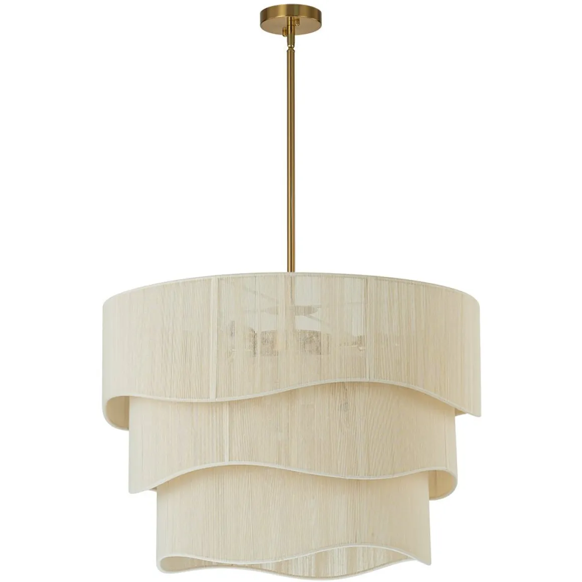 3-Tier Beige Woven Thread Drum Pendant Light