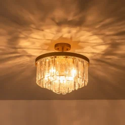 Tiered Hammered Water Glass Round Semi Flush Mount