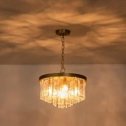 Tiered Hammered Water Glass Round Semi Flush Mount