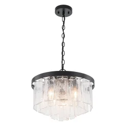 Tiered Hammered Water Glass Round Semi Flush Mount