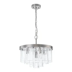 Tiered Hammered Water Glass Round Semi Flush Mount