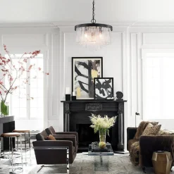 Tiered Hammered Water Glass Round Semi Flush Mount