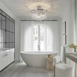 Tiered Hammered Water Glass Round Semi Flush Mount