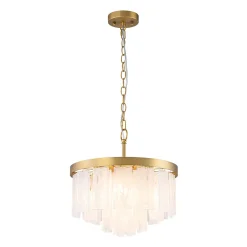 Tiered Opal Swirl Glass Round Semi Flush Mount Chandelier