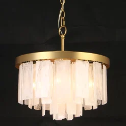 Tiered Opal Swirl Glass Round Semi Flush Mount Chandelier
