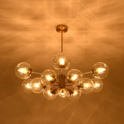 Tiered Ribbed Glass Globe Round Sputnik Chandelier