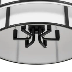 2-Tier Large White Fabric Drum Cage Chandelier