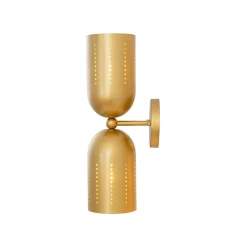 Tulip 2-Light Brass Up Down Hourglass Vanity Wall Sconce