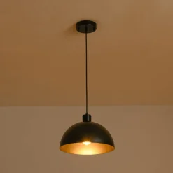 Vintage Antique Bronze 1-Light Iron Dome Pendant Light