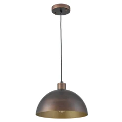 Vintage Antique Bronze 1-Light Iron Dome Pendant Light
