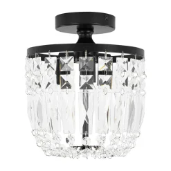 Vintage Black Draped Crystal Round Semi Flush Mount