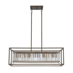 Vintage Italy Glam Crystal Rectangular Linear Chandelier