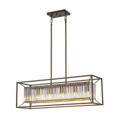 Vintage Italy Glam Crystal Rectangular Linear Chandelier