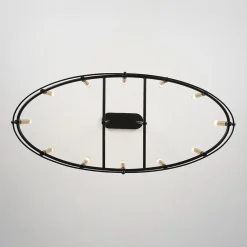 Vintage 12-Light Black Brass Candle Wide Island Chandelier