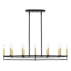 Vintage 12-Light Black Brass Candle Wide Island Chandelier