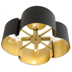 Vintage 4-Light Iron Quatrefoil Shade Semi Flush Mount