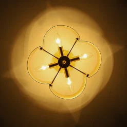 Vintage 4-Light Iron Quatrefoil Shade Semi Flush Mount