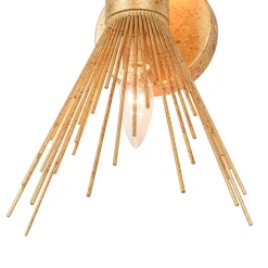 Vintage 2-Light Sunburst Antique Gold Vanity Wall Sconce