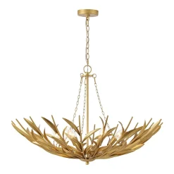 Vintage Luxe Gold Bloom Leaf Branch Oversized Basket Chandelier