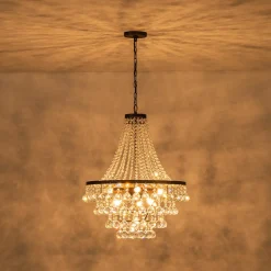 Vintage Luxury Antique Bronze Crystal Empire Chandelier