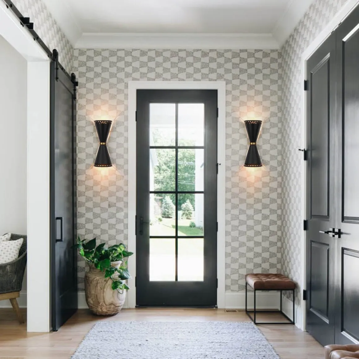 Vintage Up Down Hourglass Flush Mount Wall Light