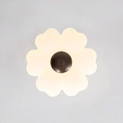White Camellia Bloom Dimmable LED Semi Flush Mount Light