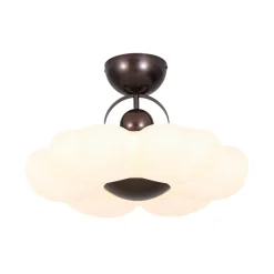 White Camellia Bloom Dimmable LED Semi Flush Mount Light