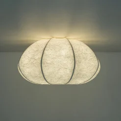 White Silk Scalloped Cage Flush Mount Ceiling Light