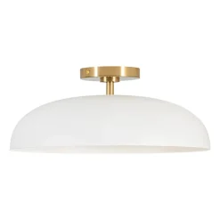 Wide Iron Dome Dimmable LED Semi Flush Ceiling Light