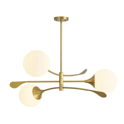 Wind-Vane Tiered 3-Light Opal Glass Globe Sputnik Chandelier