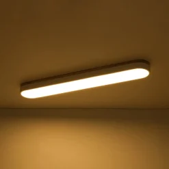 Wood Accent Oval Dimmable LED Flush Mount Ceiling Light